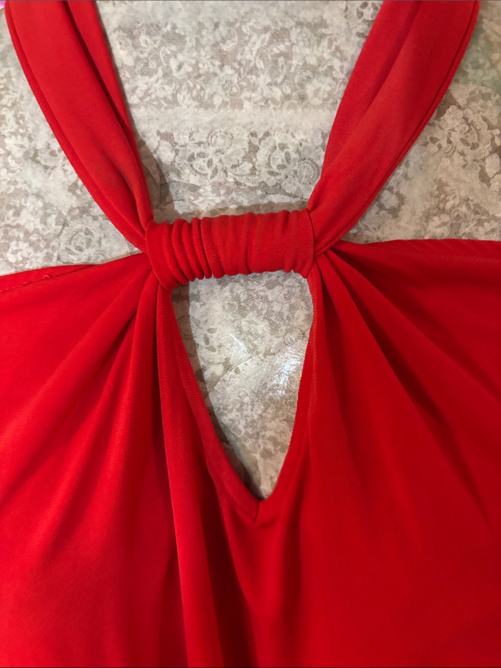 Lane Bryant Red Halter Cold-Shoulder Tunic Top - Picture 5 of 6
